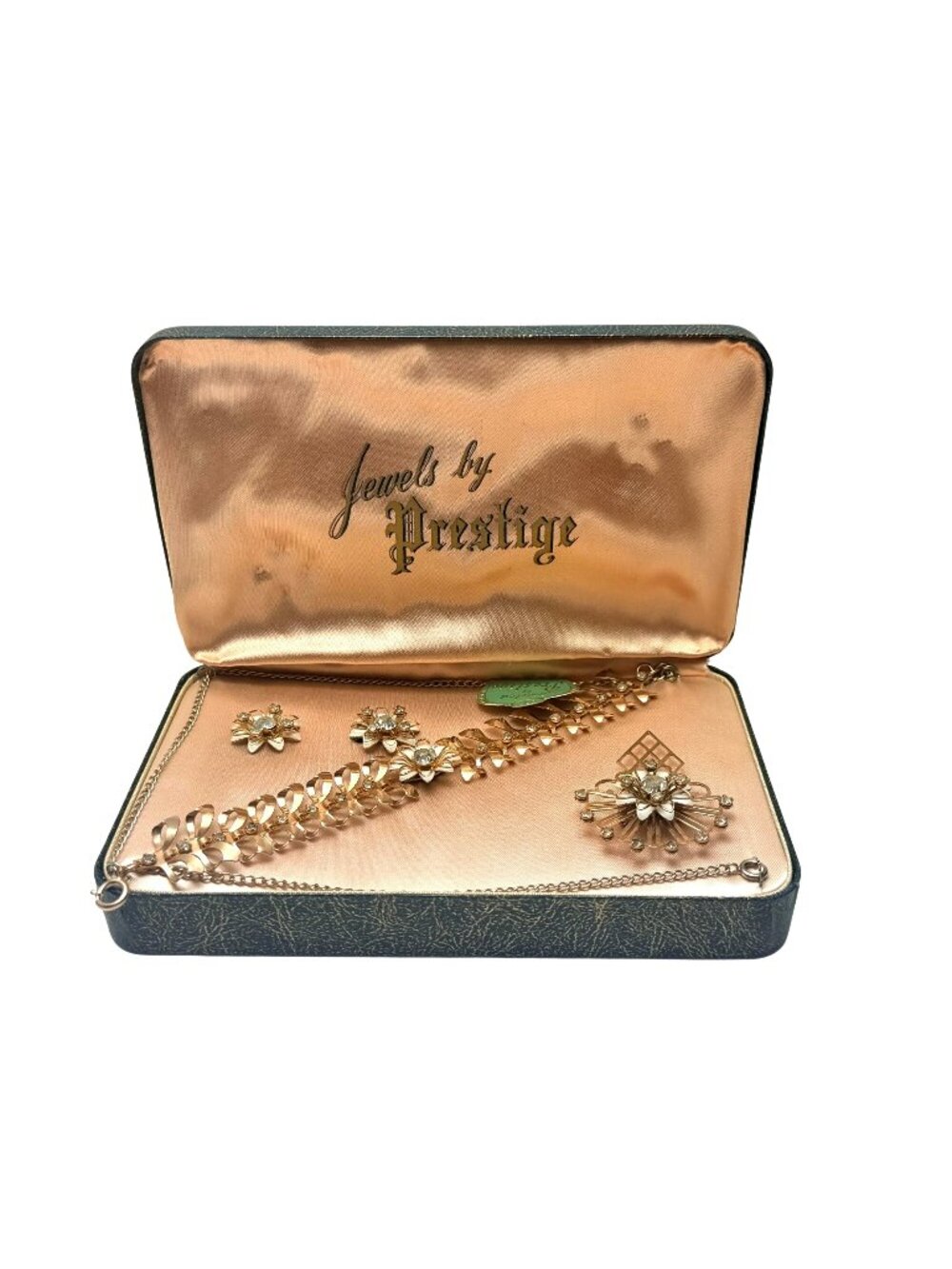 Vintage 1950s Jewels by Prestige Parure Bracelet Earrings Brooch Set Orig Box